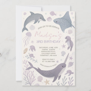 Invitation Fille sous la mer fête d'anniversaire