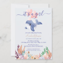 Fille sous le Baby shower d'aquarelle de baleine m