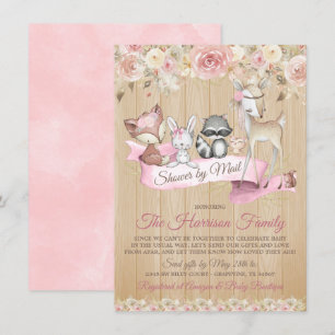 Invitation Fille Sweet Woodland Baby shower virtuel par courr