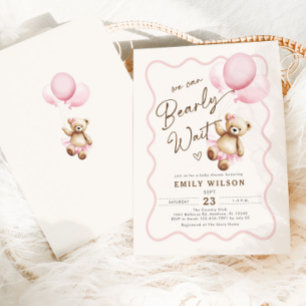 Invitation Fille Teddy Ours Nous Pouvons Attendre Baby shower