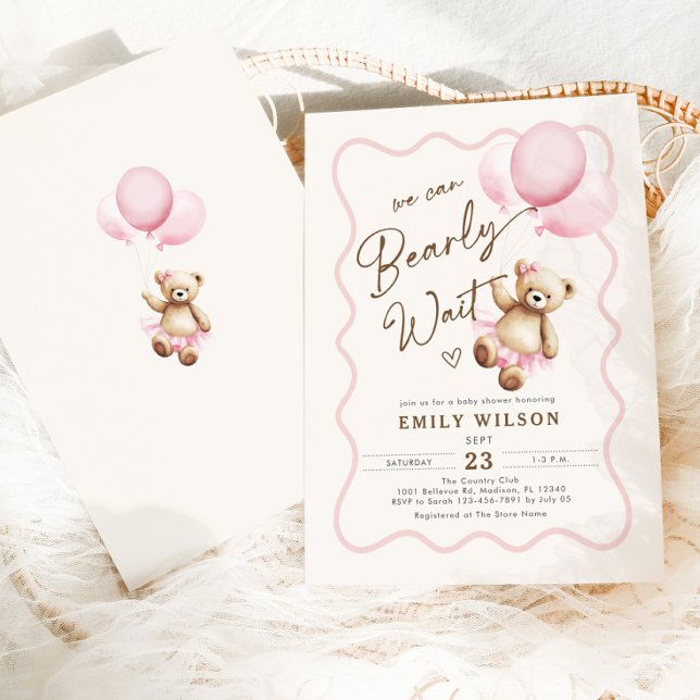 Invitation Fille Teddy Ours Nous Pouvons Attendre Baby shower (Créateur téléchargé)