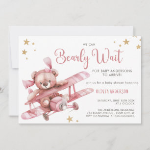 Invitation Fille Teddy Ours Nous Pouvons Attendre Baby shower