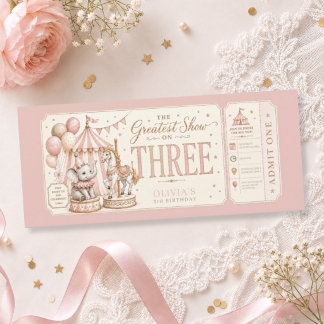 Invitation Fille thème carnaval rétro 3ème anniversaire