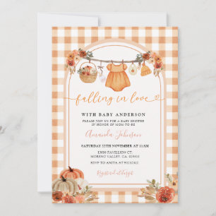 Invitation Fille tombant amoureuse Baby shower à carreaux ora