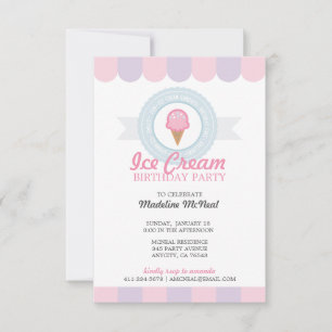Invitation fille TOUT âge crème glacée FÊTE D'ANNIVERSAIRE