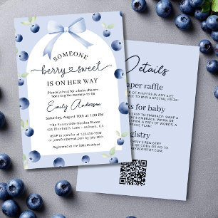 Invitation Fille tout en un Blueberry Berry Baby shower doux