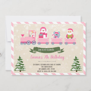 invitation fille train de Noël