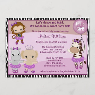 Invitation FILLE TTC2 de SINGE mignonne d'invitation de baby