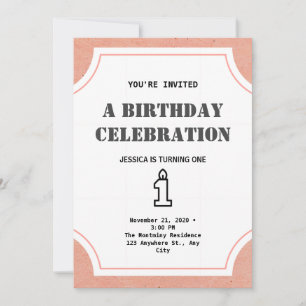 Invitation Fille Turner un simple élégant 1er anniversaire