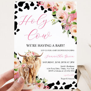 Invitation  Fille Vache Highland Shower de Bébé
