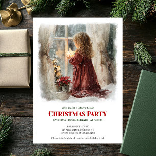 Invitation Fille victorienne festive attendant le Père Noël