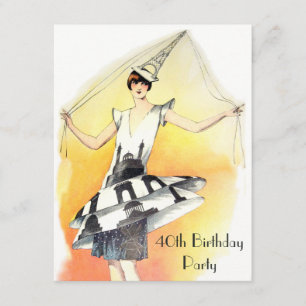 Invitation Fille vintage dans anniversaire de costume de Tour