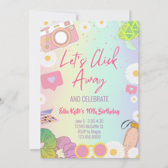 Invitation Fille VSCO Fête de teint pastel pour adolescentes  (Devant)
