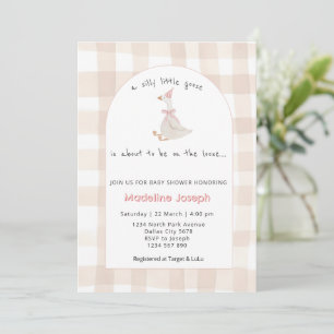 Invitation Filleaucanard aquarelle en vichy rose Baby Shower
