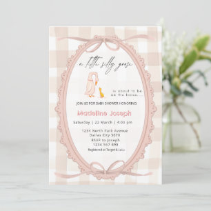 Invitation Filleaucanard aquarelle rose à carreaux Baby Showe