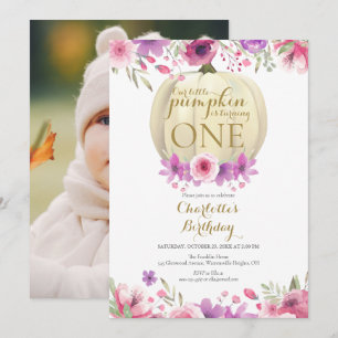 Invitation Filles 1er anniversaire Petit Citrouille photo flo