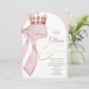 Invitation Filles au nœud rose Premier Anniversaire