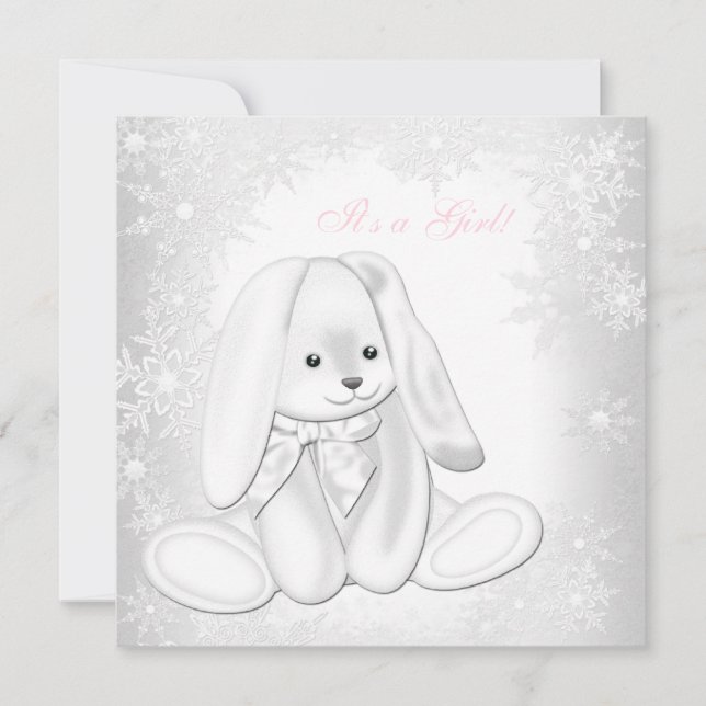 Invitation Filles Baby shower de l'hiver de Flamme de neige W (Devant)