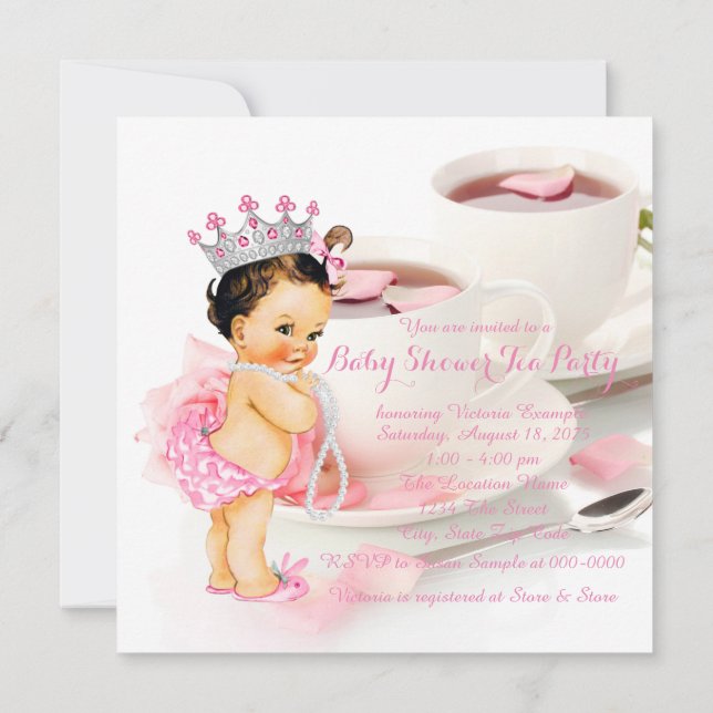 Invitation Filles Baby shower Tea Party (Dos)