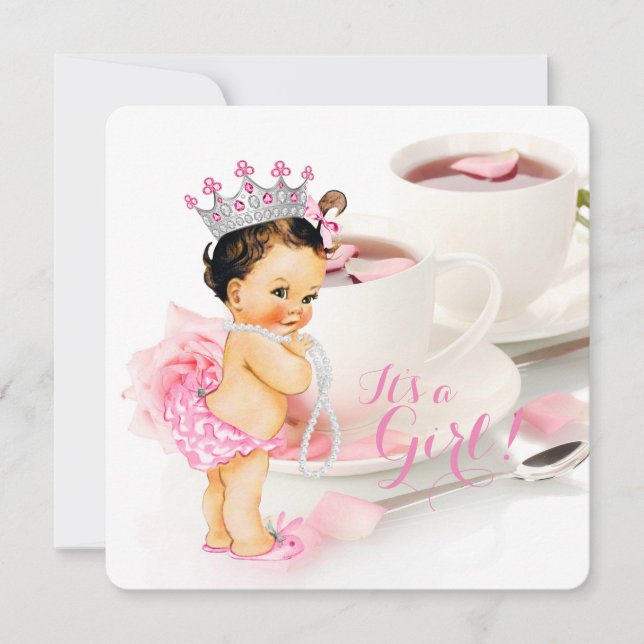 Invitation Filles Baby shower Tea Party (Devant)