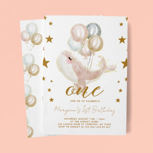 Invitation Filles Baleines Magiques 1er Anniversaire