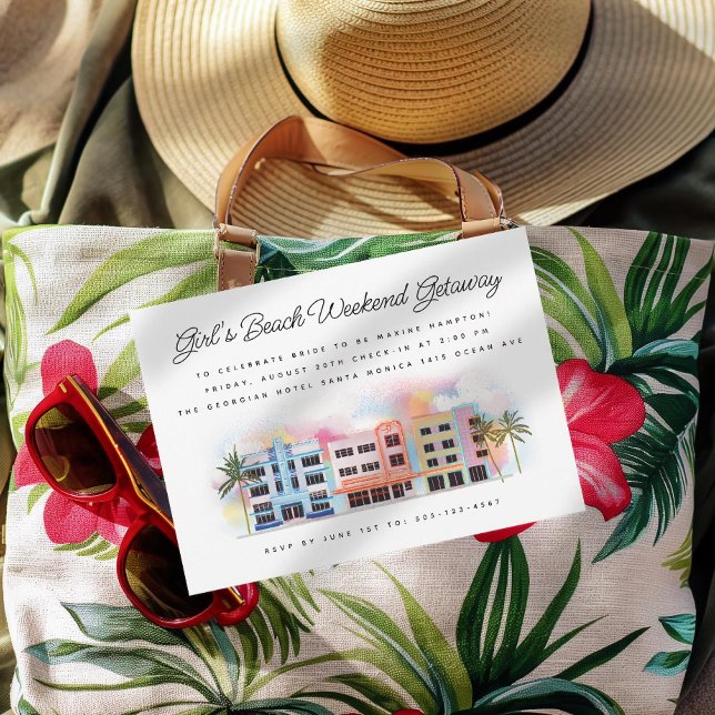 Invitation Fille's Beach Week-end Getaway Anniversaire Bachel (Créateur téléchargé)