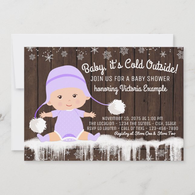 Invitation Filles bébé son froid dehors Baby shower Invitatio (Devant)