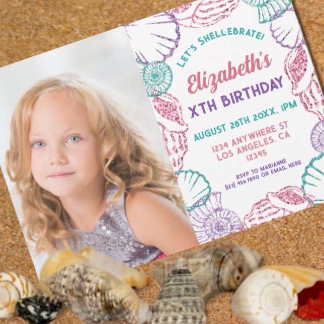 Invitation Filles Coquillages Anniversaire (Créateur téléchargé)