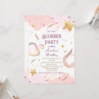 Invitation Filles couchage Pastel Pink Stwood fête d'annivers