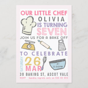 Invitation Filles Cuisine de cuisson 7e anniversaire Invitati