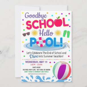 Invitation Filles de Fête au Piscine Adieu École B