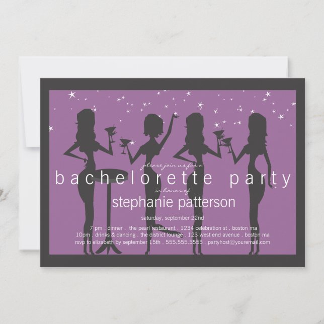 Invitation Filles de la fête moderne Cocktail Bachelorette Pa (Devant)