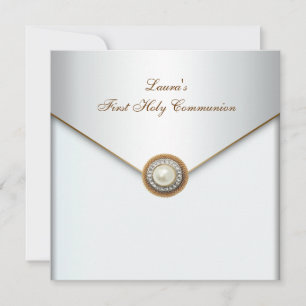 Invitation Filles de la perle blanche d'or Première Sainte Co