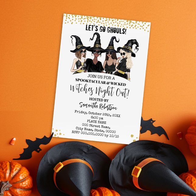 Invitation Filles d'Halloween Soirée Sortir de sorcières (Créateur téléchargé)