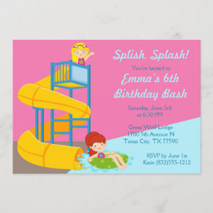 Invitation Filles Diapositives pour l'eau Anniversaire - Fête
