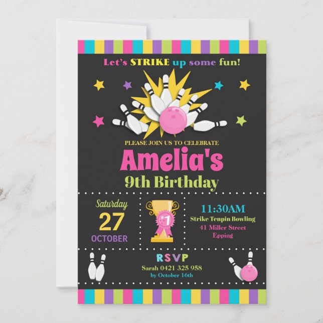 Invitation Filles d'invitations de fête d'anniversaire de (Devant)