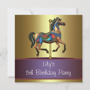 Invitation Filles du Cheval à Bascule Fête d'anniversaire 5 a