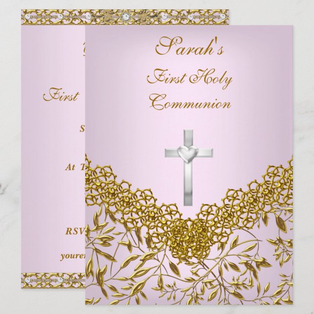 Invitation Filles du Premier Parti Communion (Devant / Derrière)