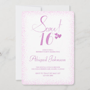 Invitation Filles Élégantes Roses Bleues Douces 16 Anniversai
