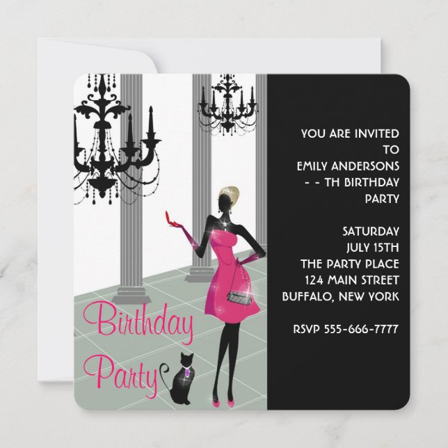 Invitation Filles Femmes N'Importe Quel Numéro Fête d'anniver (Devant)