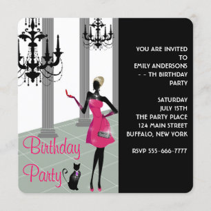 Invitation Filles Femmes N'Importe Quel Numéro Fête d'anniver