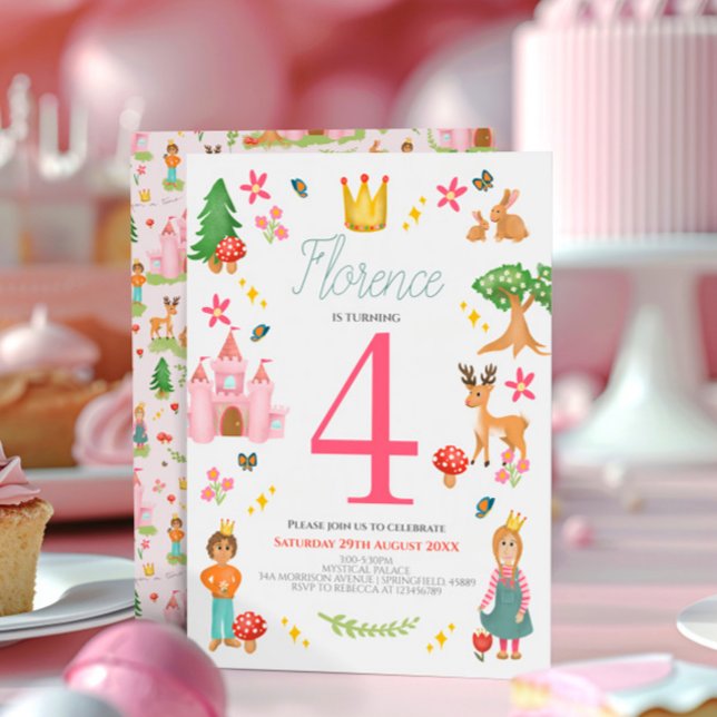 Invitation Filles Fille Pink Fairytale Princesse Anniversaire (Créateur téléchargé)
