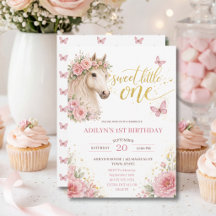 Filles Fleur rose Cheval 1er Anniversaire