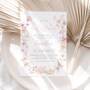 Invitation Filles Florales fleurs sauvages 1er anniversaire