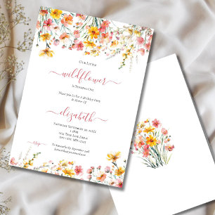 Invitation Filles Florales Jaunes fleurs sauvages 1er anniver
