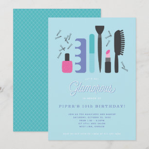 Invitation Filles glamour fête d'anniversaire
