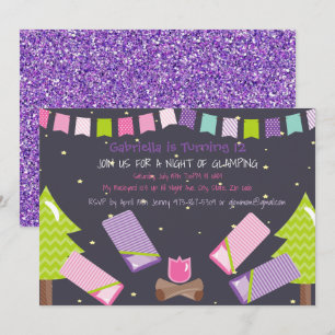 Invitation Filles Glamping/camper fête d'anniversaire