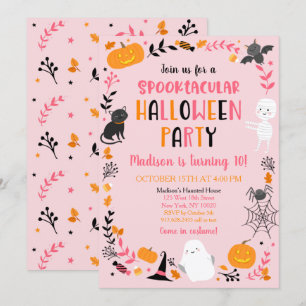 Invitation Filles Halloween Spooktacular Anniversaire