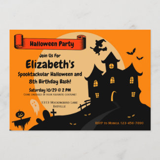 Invitation Filles Halloween Spooktacular Birthday Party