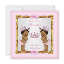 Filles jumelles ethniques Princesse Baby Shower Or